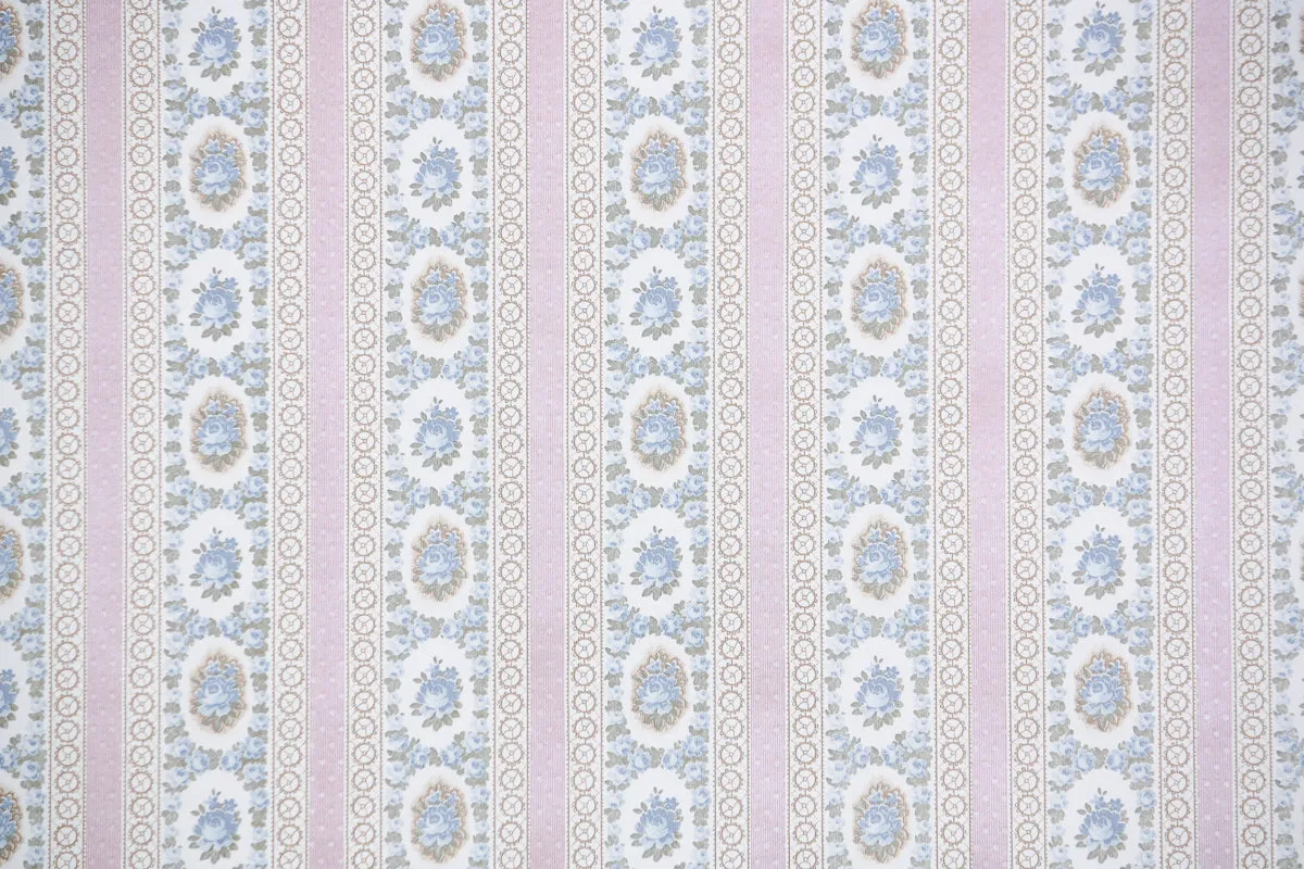 1980s | 1990s Floral Stripe Vintage Wallpaper