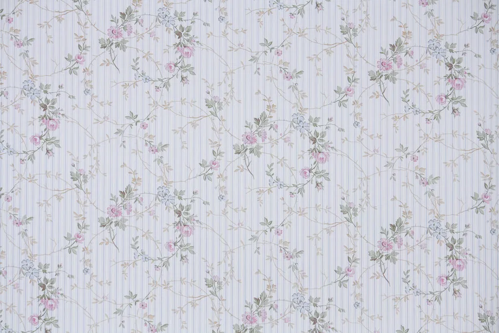 1980s Floral Vintage Wallpaper