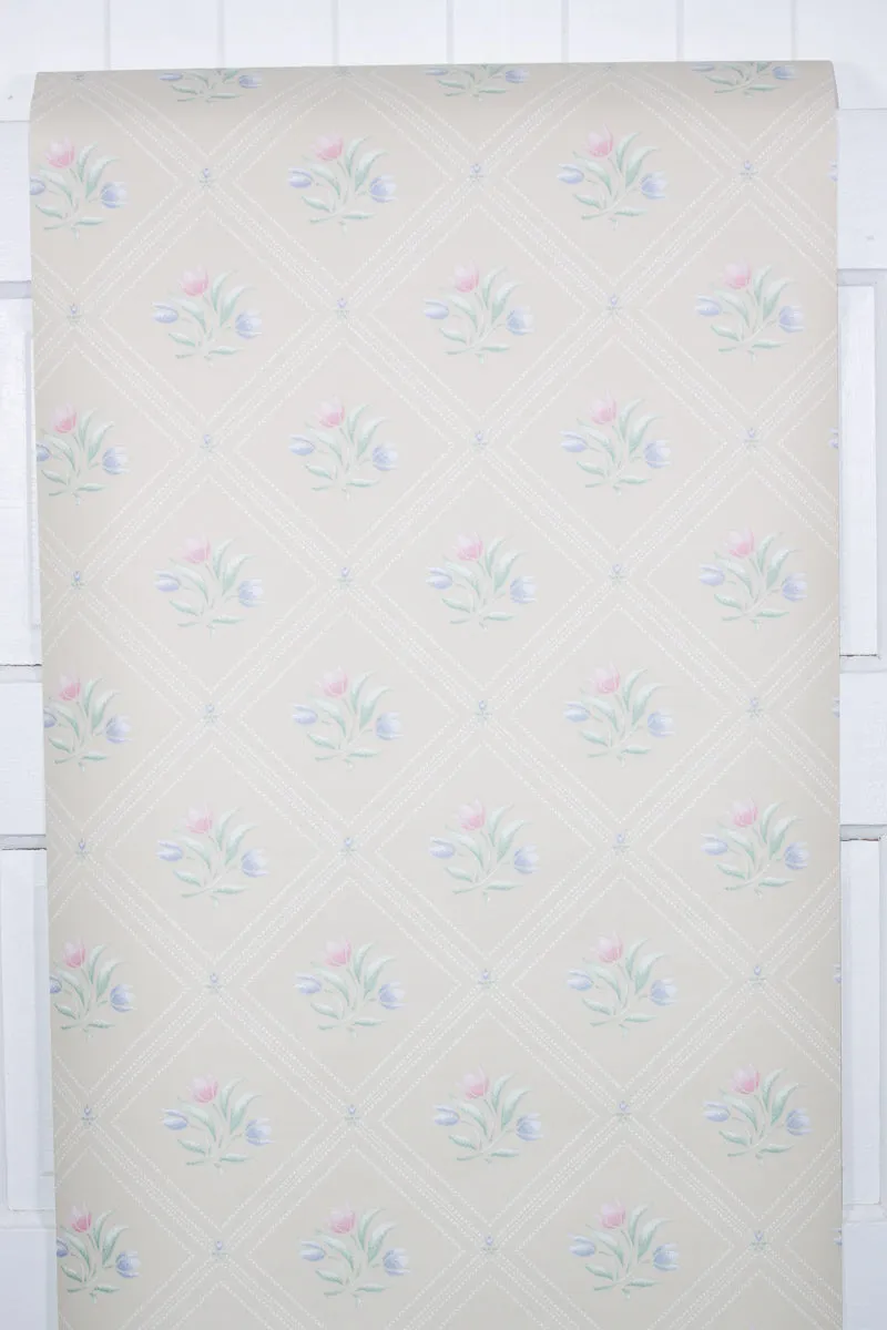 1980s Floral Vintage Wallpaper