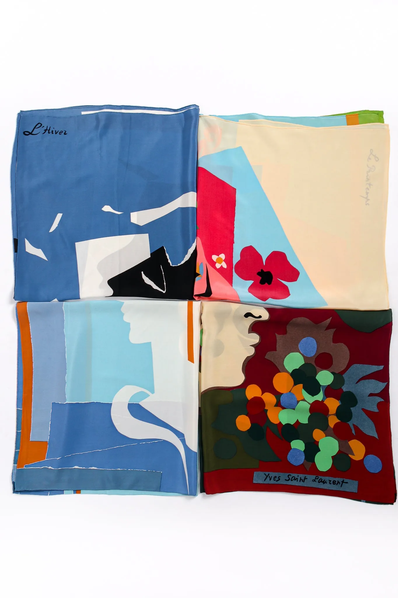 1982 Les Quatre Saisons 4 Scarf Set