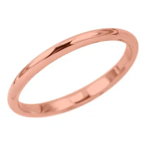 2mm Wide x 1.7mm Thick, 14k Rose Gold Half Round Wedding Band, Polished