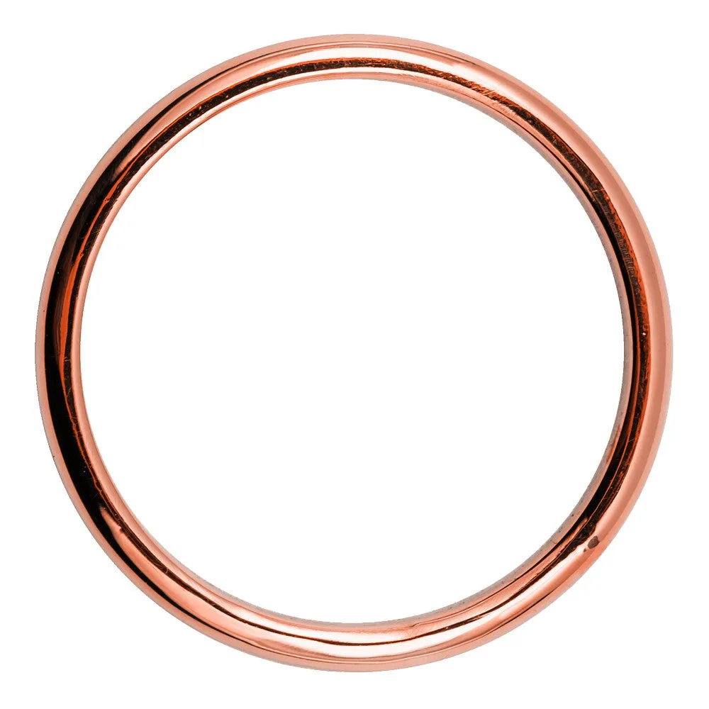 2mm Wide x 1.7mm Thick, 14k Rose Gold Half Round Wedding Band, Polished