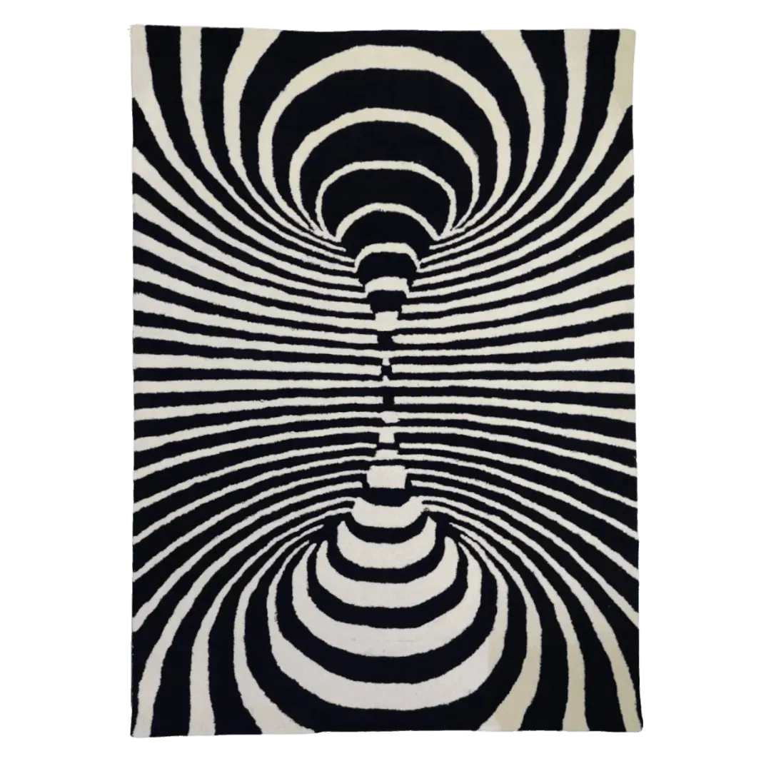 3D Vortex Optic Illusion Hand Tufted Wool Rug