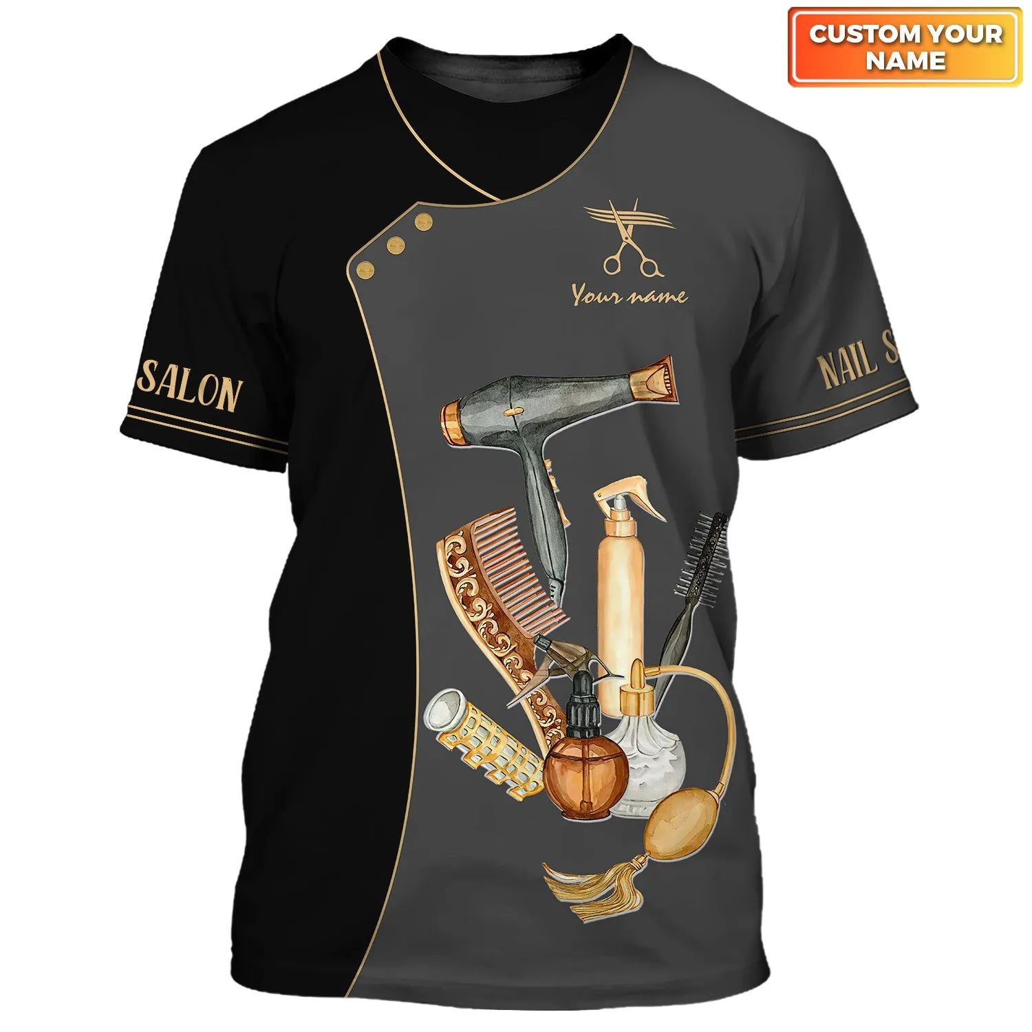 5 Fashion Custom Hair Uniform Hairdresser Tee Shirt Hairstylist Tools T-Shirts (Non workwear)