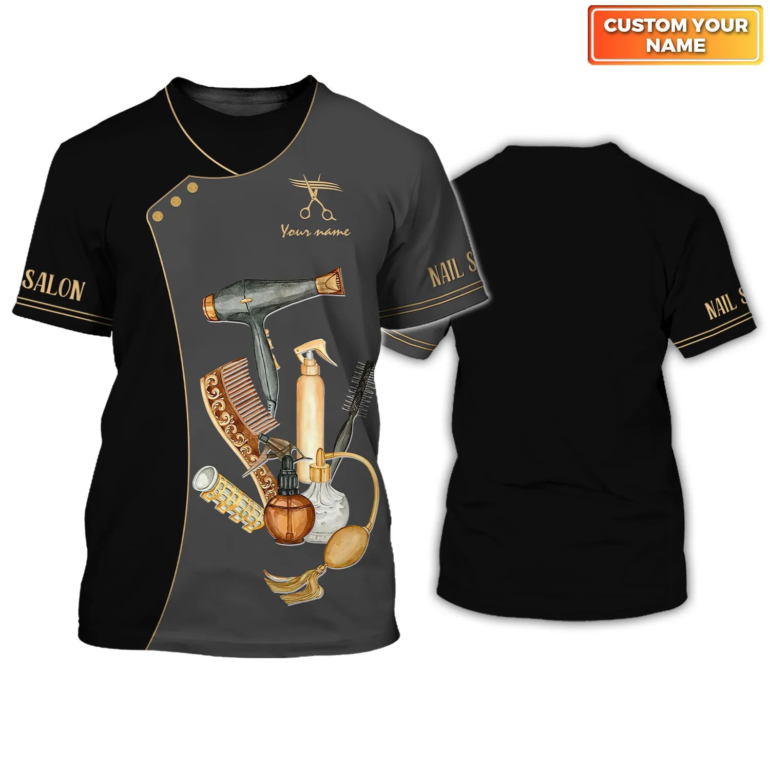 5 Fashion Custom Hair Uniform Hairdresser Tee Shirt Hairstylist Tools T-Shirts (Non workwear)