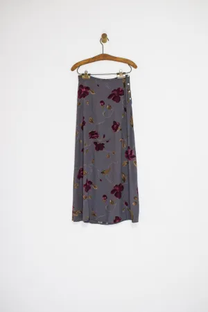 90’s GREY FLORAL SKIRT / SMALL