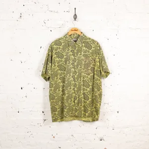90s Paisley Short Sleeve Pattern Shirt - Green - XL