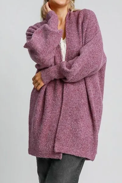 All Things Cozy Open Front Lantern Sleeve Cardigan