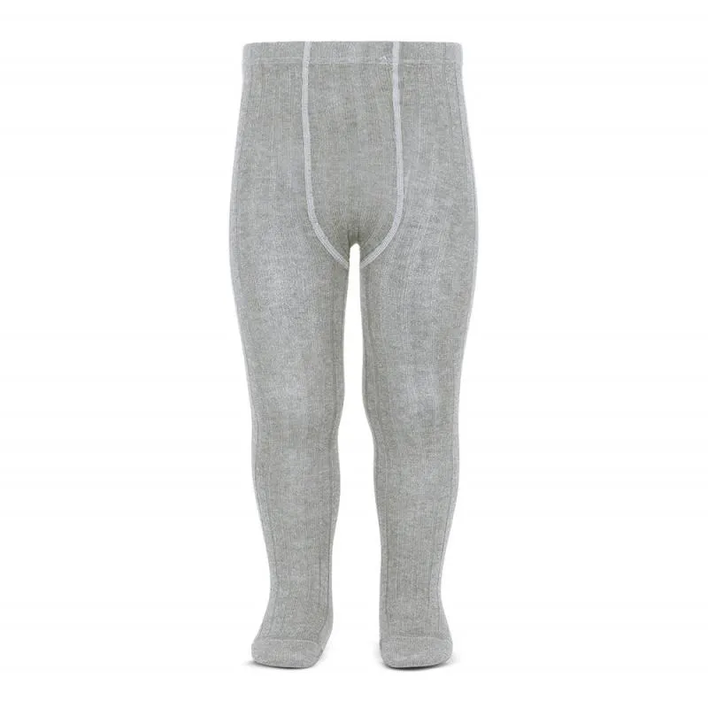 Aluminium Grey Ribbed Tights