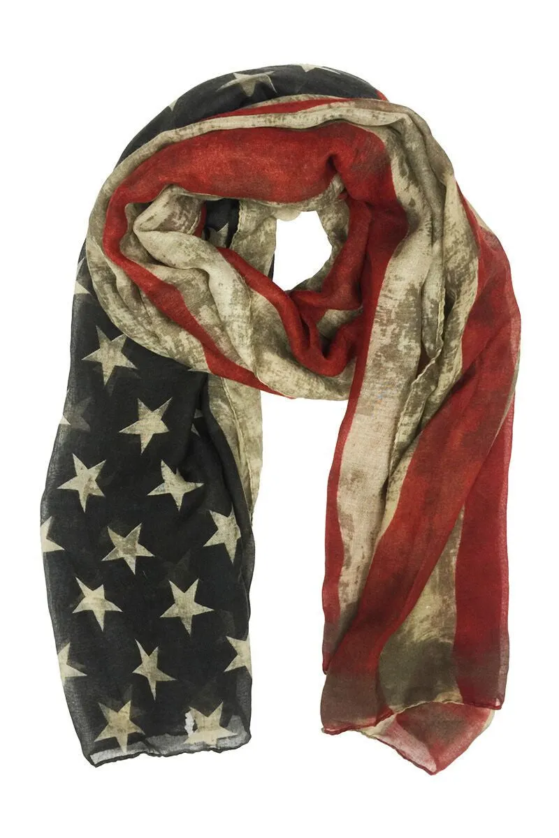 AMERICAN FLAG PRINT OBLONG SCARF