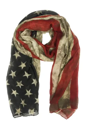AMERICAN FLAG PRINT OBLONG SCARF