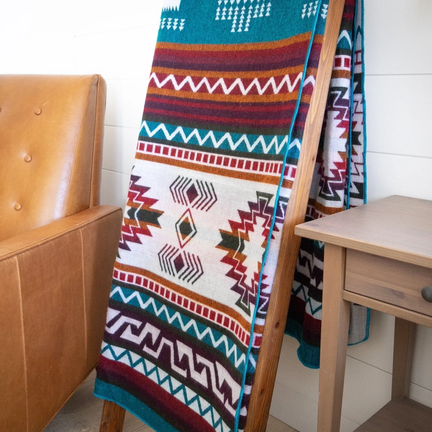ANDEAN ALPACA WOOL BLANKET - TURQUOISE (ECUADOR)