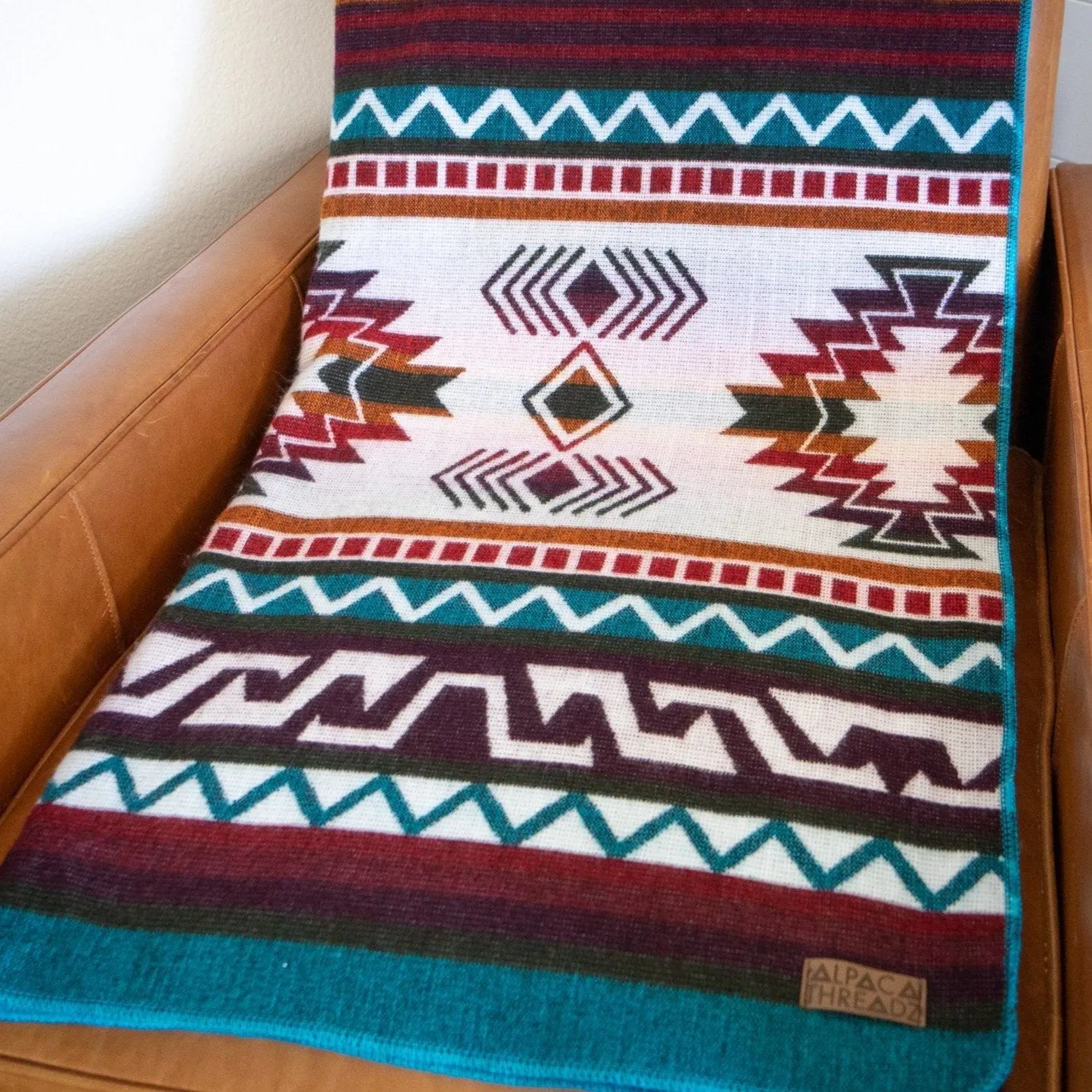 ANDEAN ALPACA WOOL BLANKET - TURQUOISE (ECUADOR)