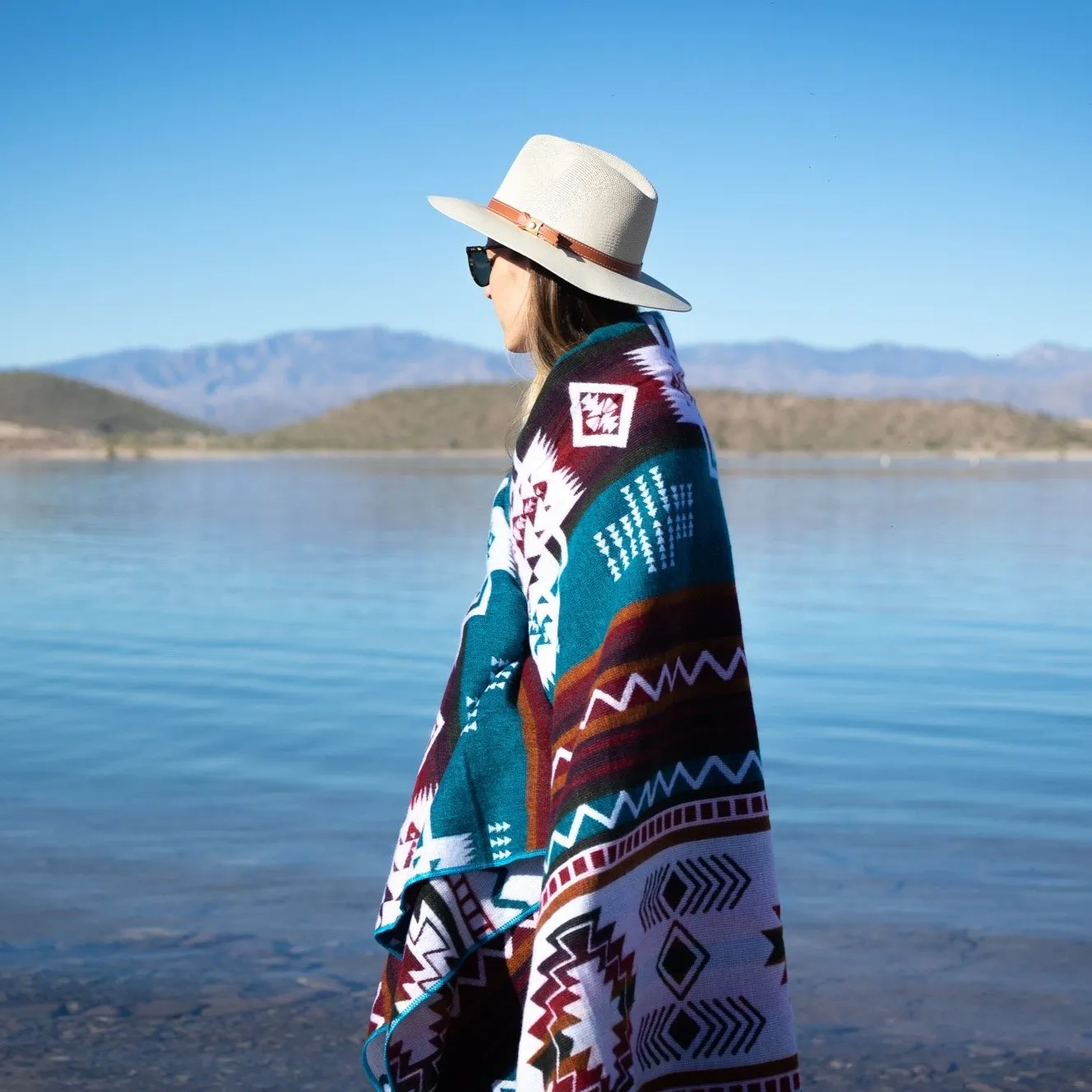 ANDEAN ALPACA WOOL BLANKET - TURQUOISE (ECUADOR)