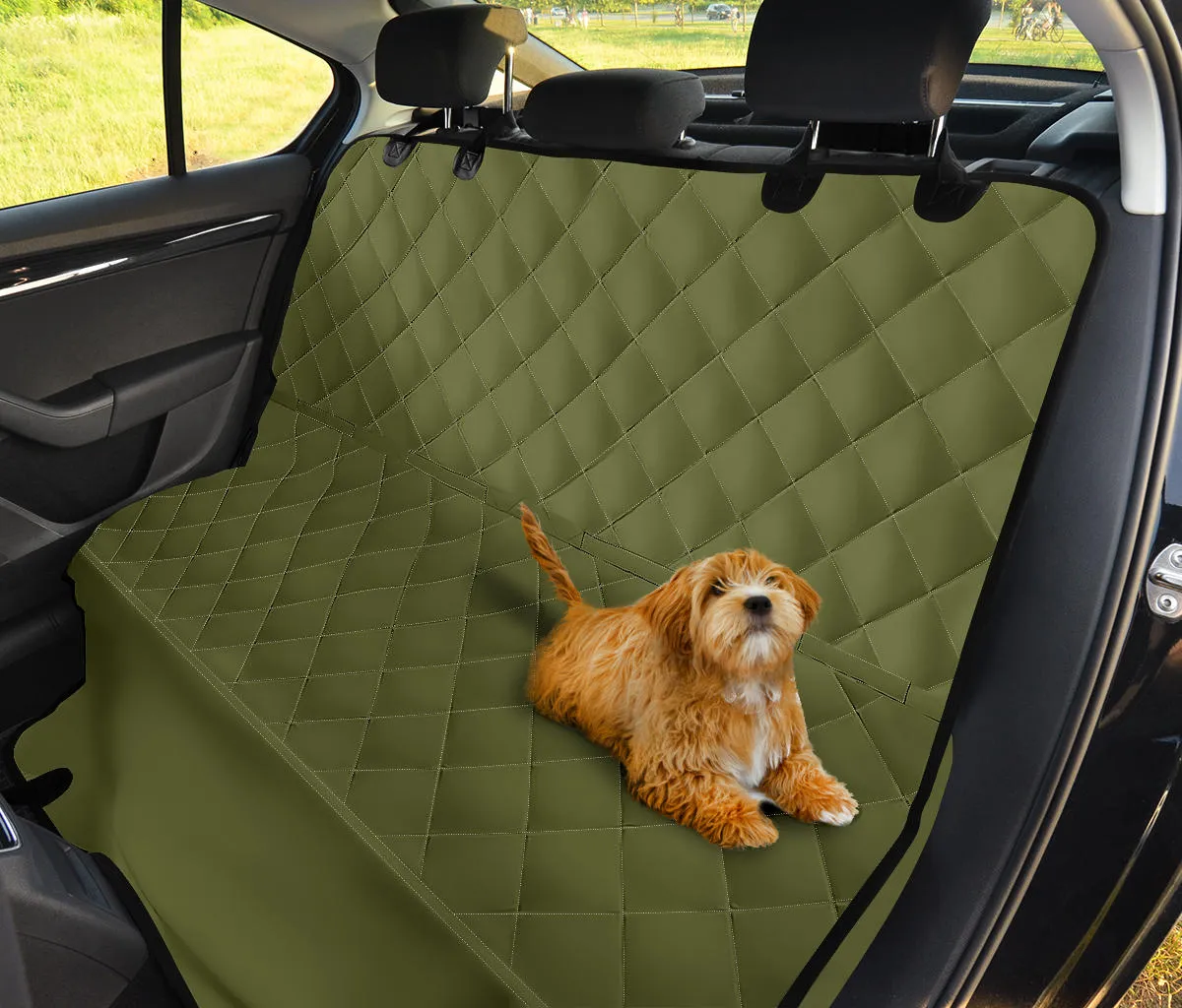 Army Green Solid Color Dog Hammock Back Seat Cover For Pets