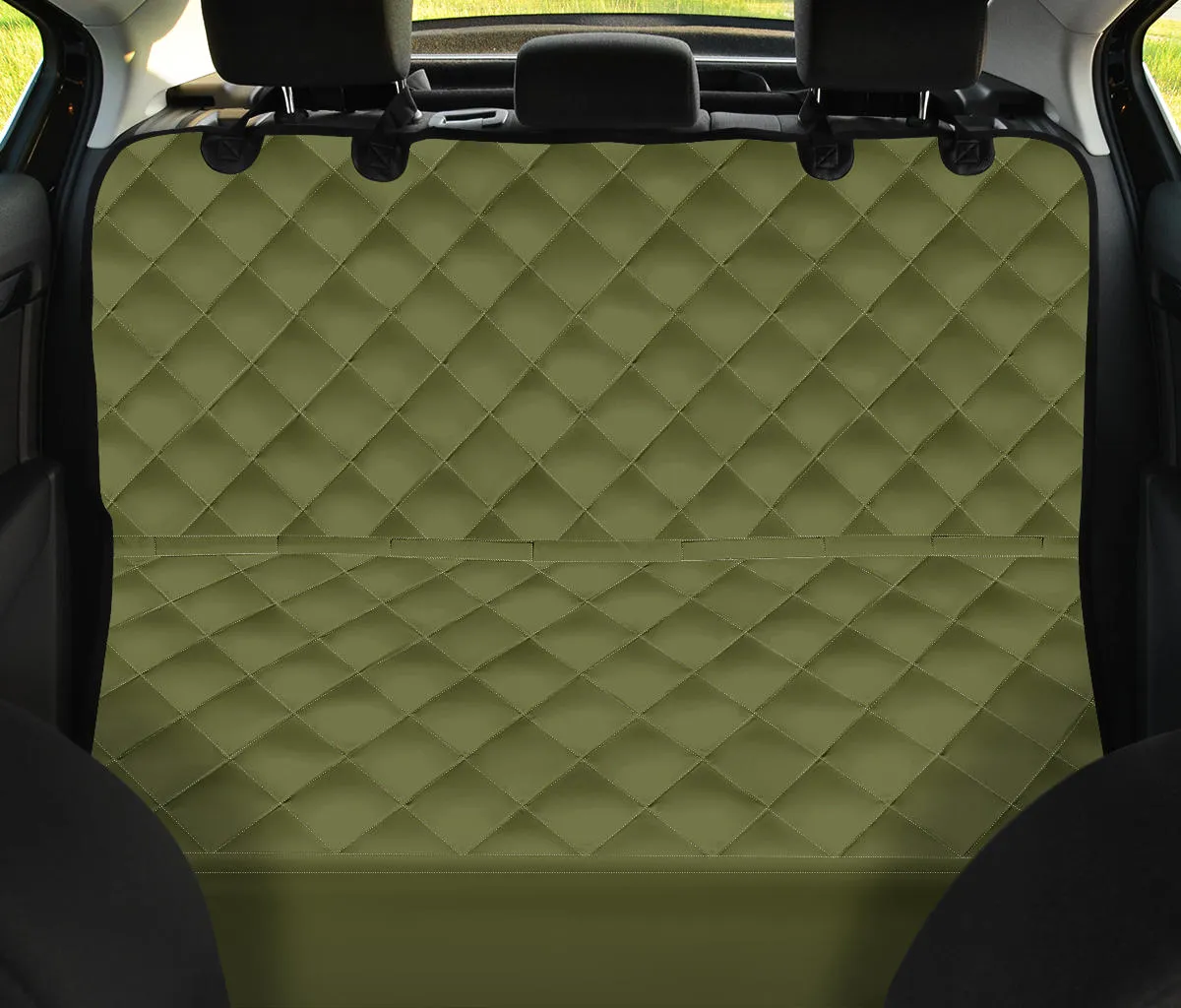 Army Green Solid Color Dog Hammock Back Seat Cover For Pets