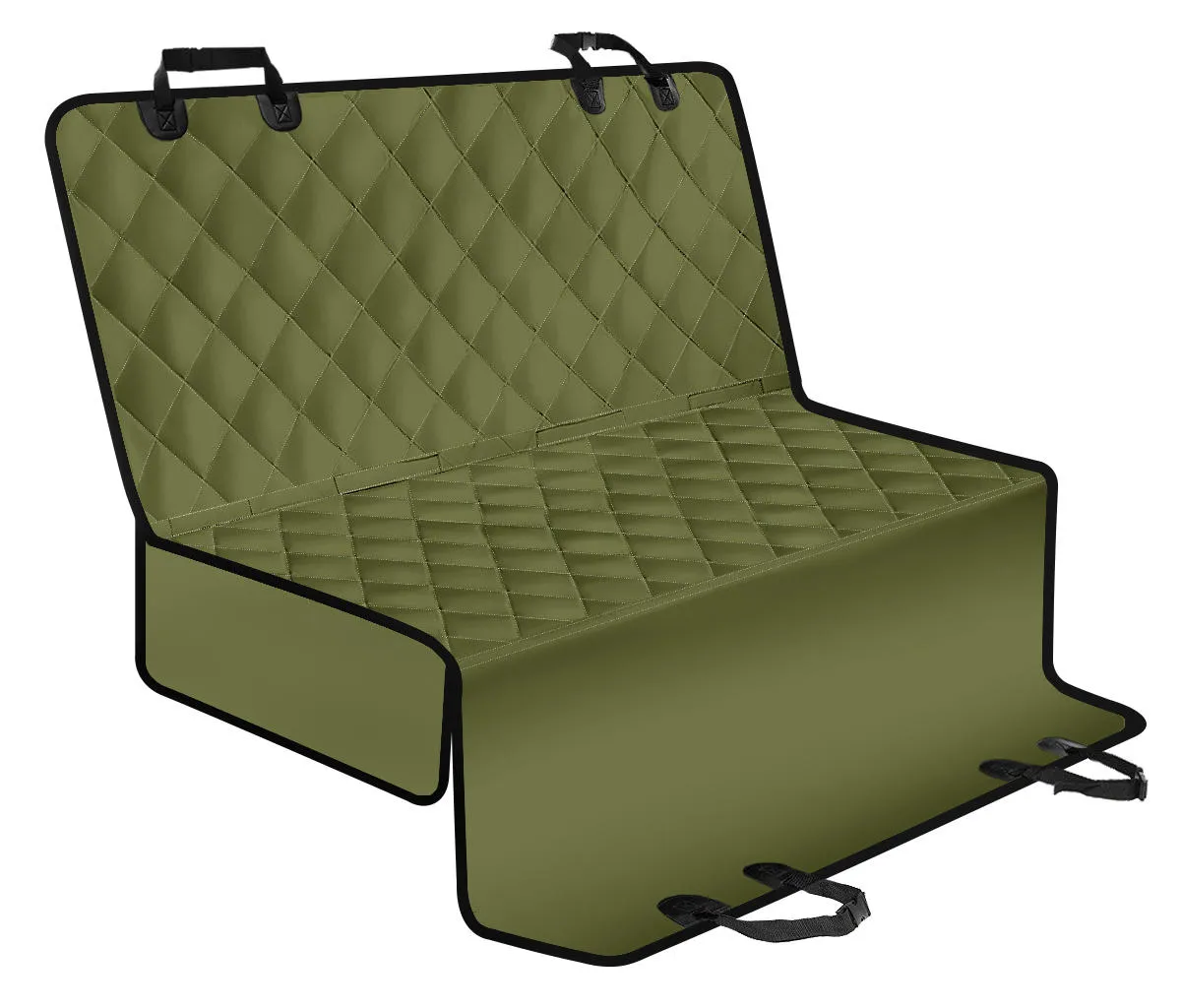 Army Green Solid Color Dog Hammock Back Seat Cover For Pets