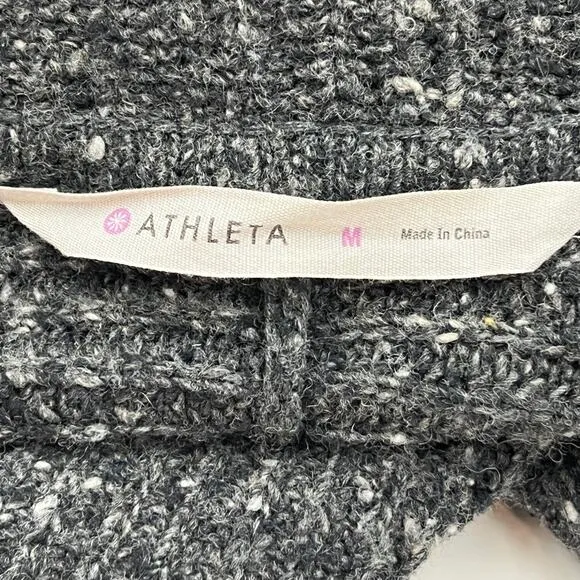 Athleta Wool Blend Shawl Front Cardigan Sweater Charcoal Oversized