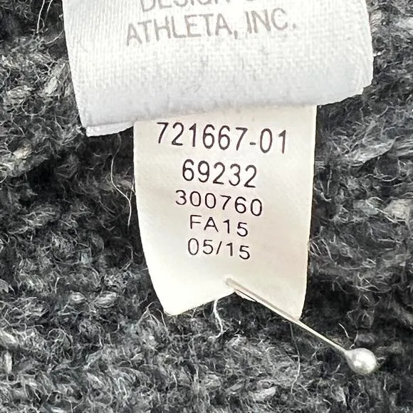 Athleta Wool Blend Shawl Front Cardigan Sweater Charcoal Oversized