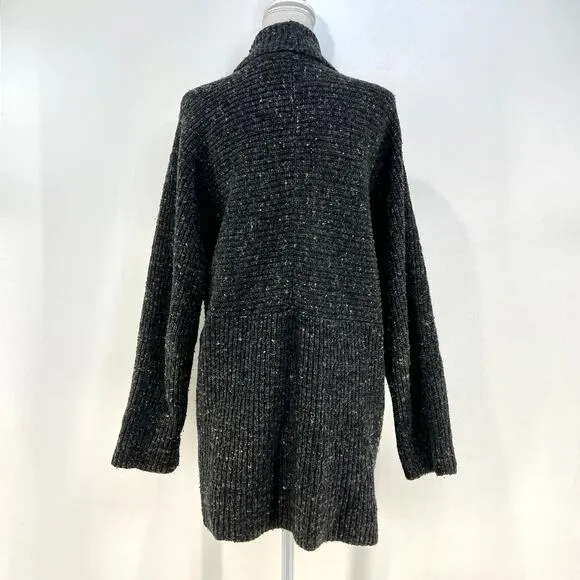 Athleta Wool Blend Shawl Front Cardigan Sweater Charcoal Oversized