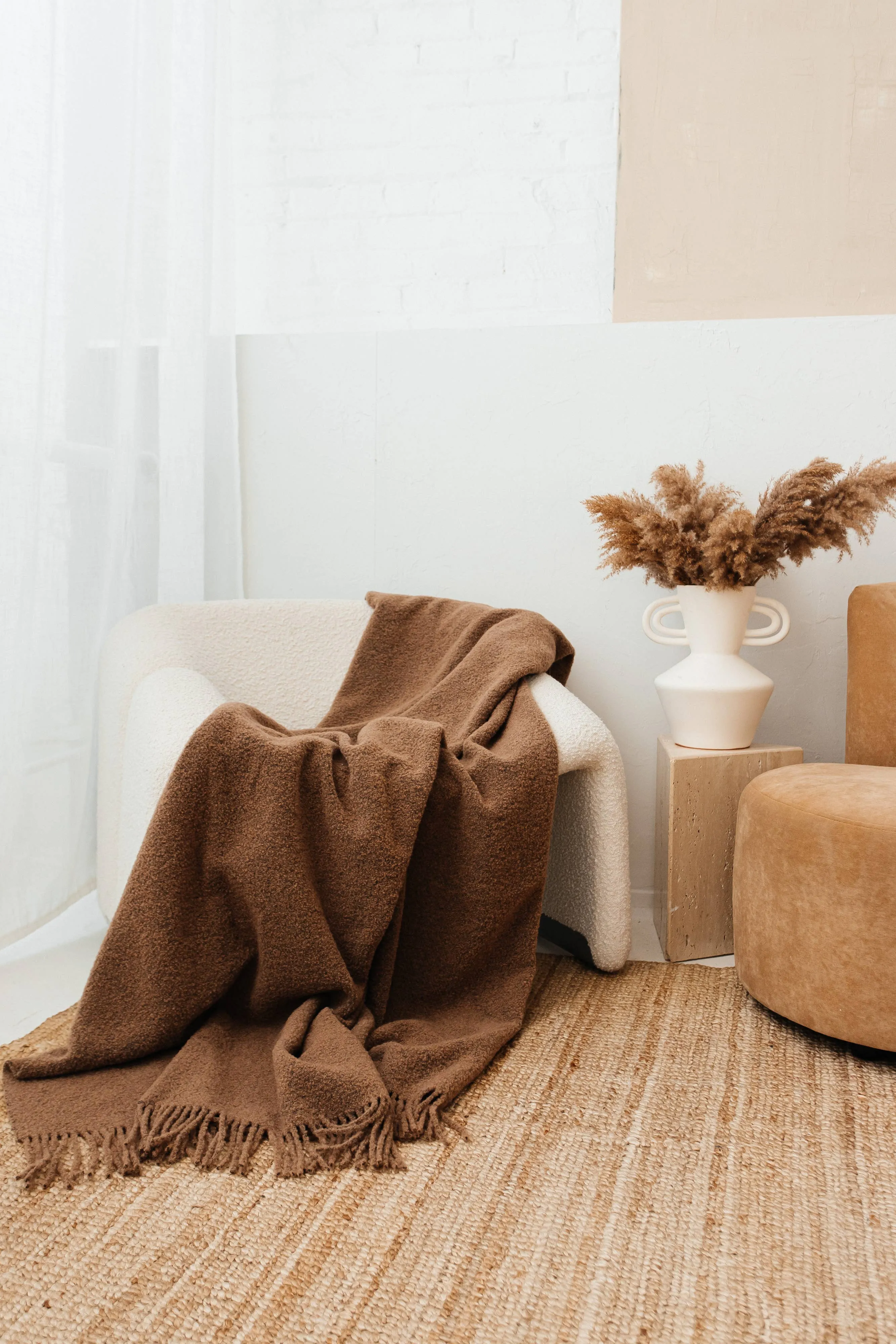 Baldwin Wool Boucle Throw | Ivory Melange