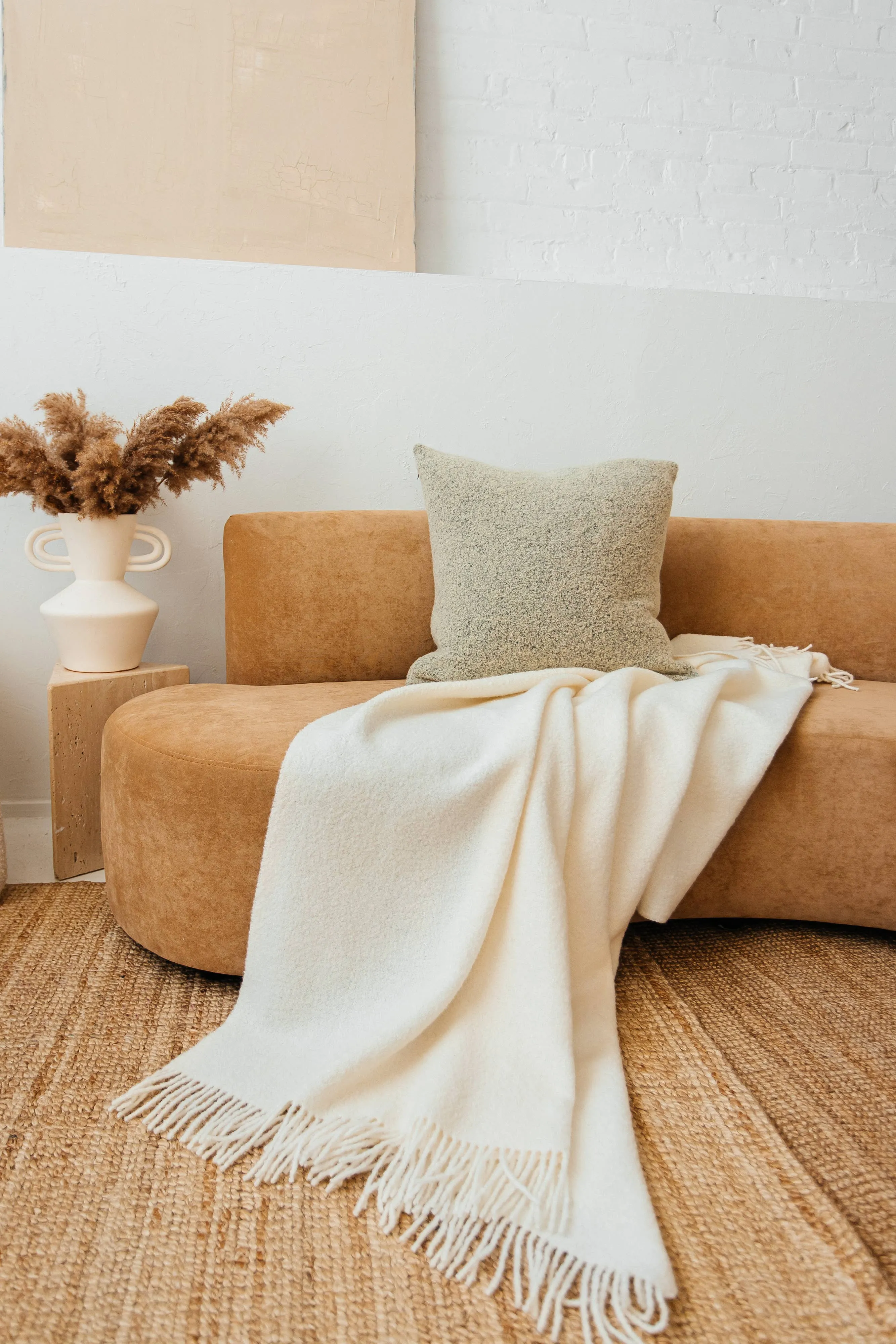 Baldwin Wool Boucle Throw | Ivory Melange