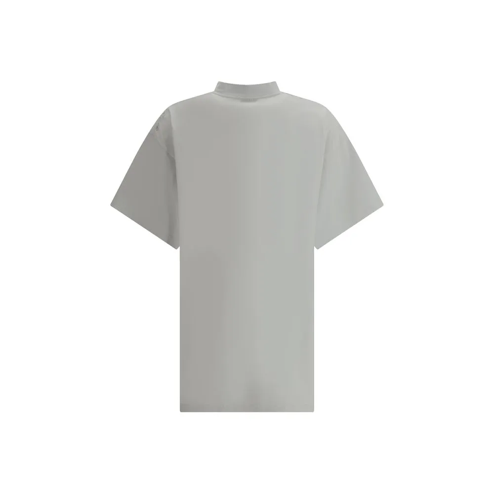 Balenciaga Men White T-Shirt Cotton Crew Neck Oversized Short Sleeves Casual Top