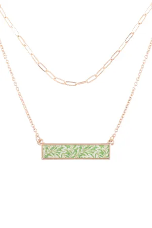 BAR SHAPED TILE PRINTED FILM LAYERED NECKLACE