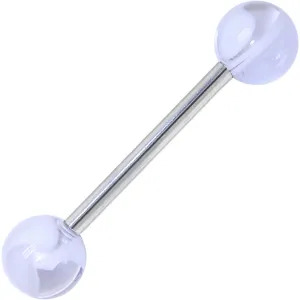Barbell - Clear MARBLE Tongue Ring Body Jewelry