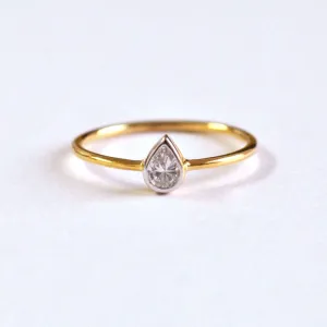 Bezel Set Pear Diamond Engagement Ring