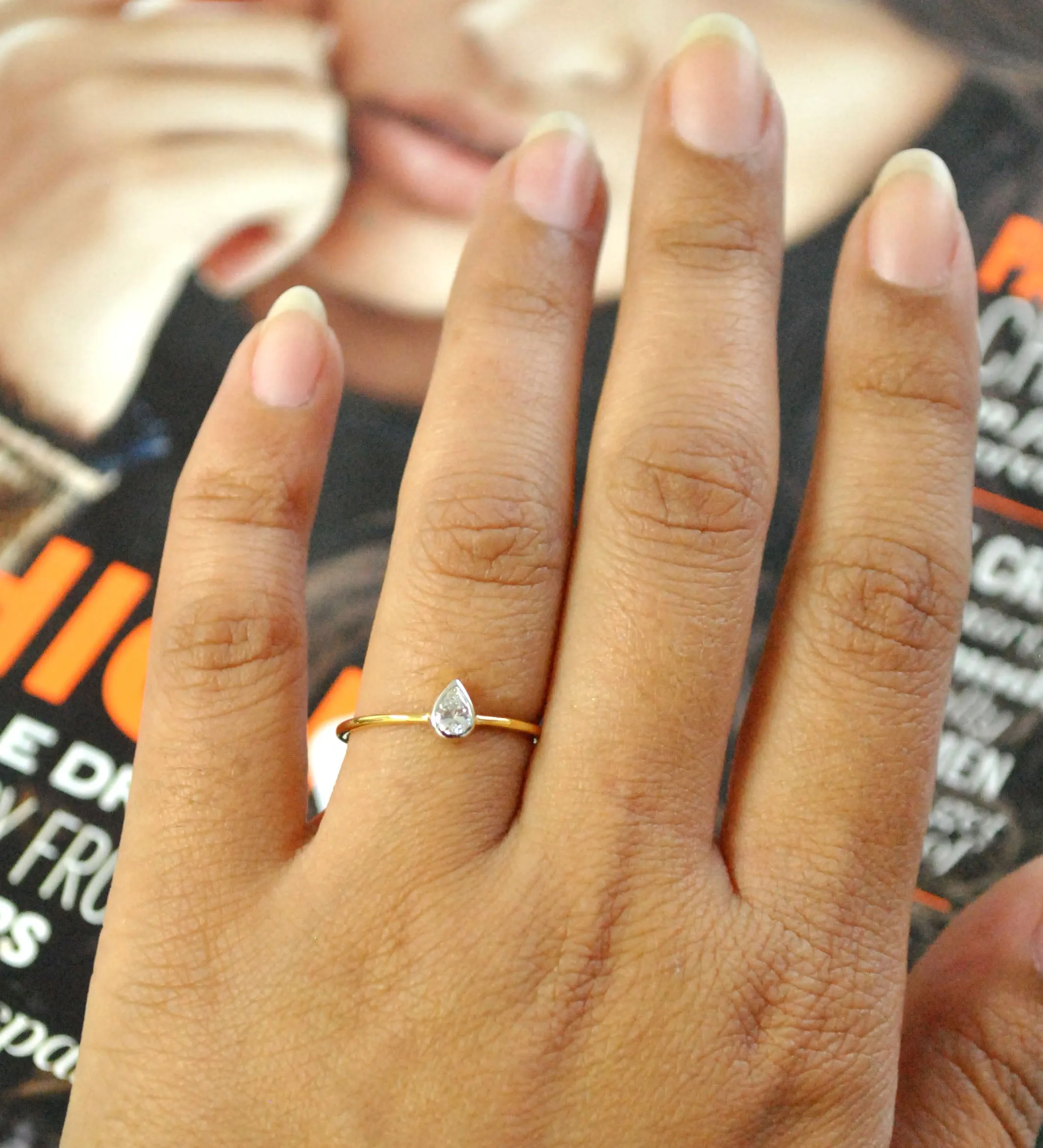 Bezel Set Pear Diamond Engagement Ring