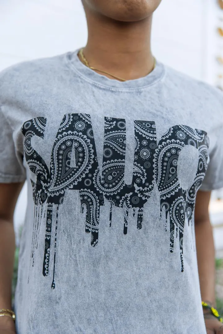 Black Paisley Bandana Sauce | Gray Vintage Tee