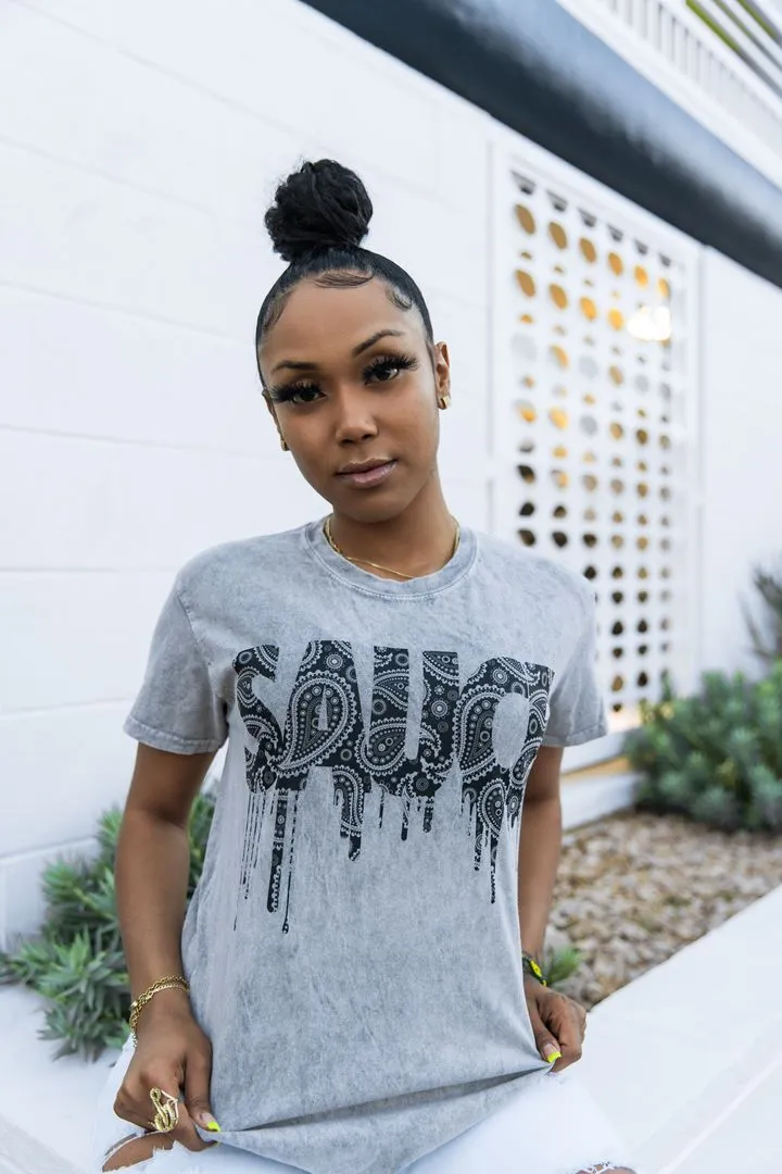 Black Paisley Bandana Sauce | Gray Vintage Tee
