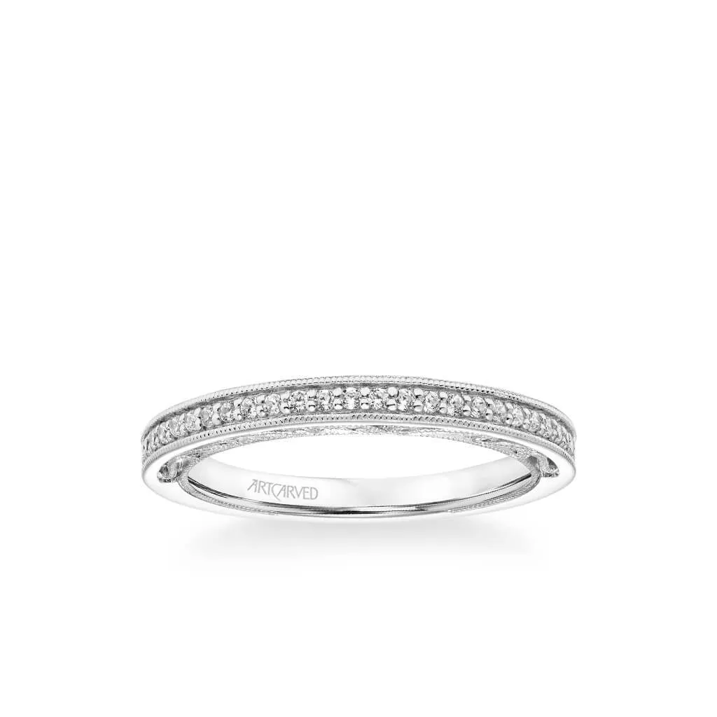Blanche Vintage Heritage Collection Diamond and Milgrain Filigree Scrollwork Wedding Band