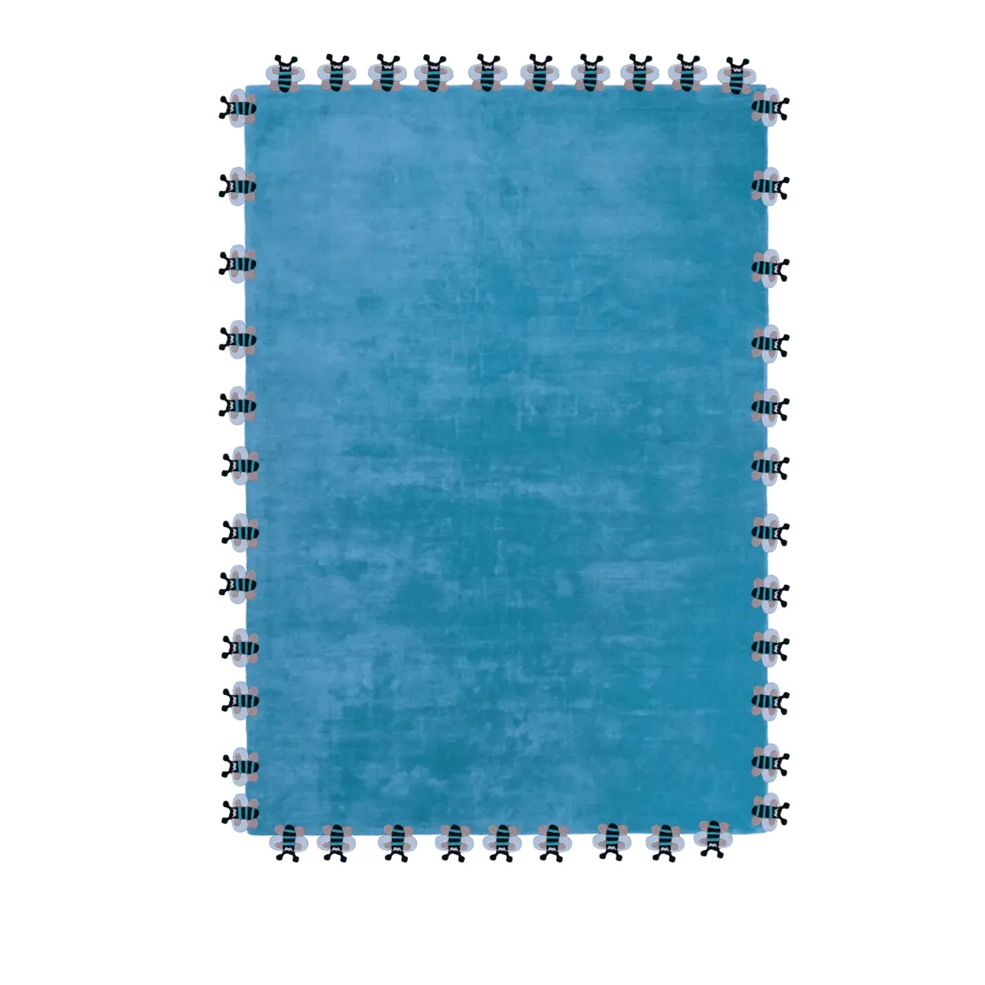 Blue Bees Love Hand Tufted Wool Rug