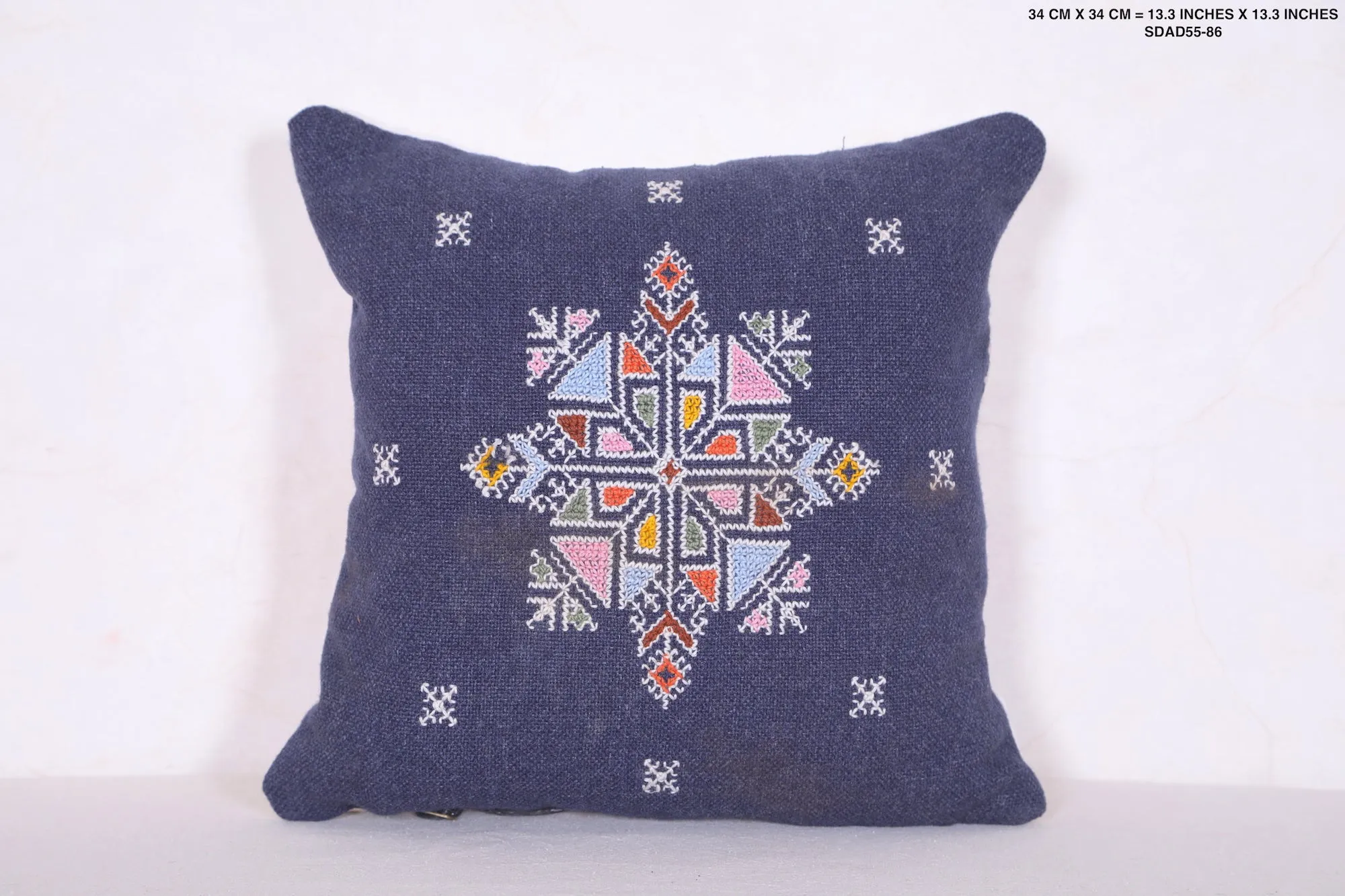 Blue Moroccan pillow 13.3 INCHES X 13.3 INCHES