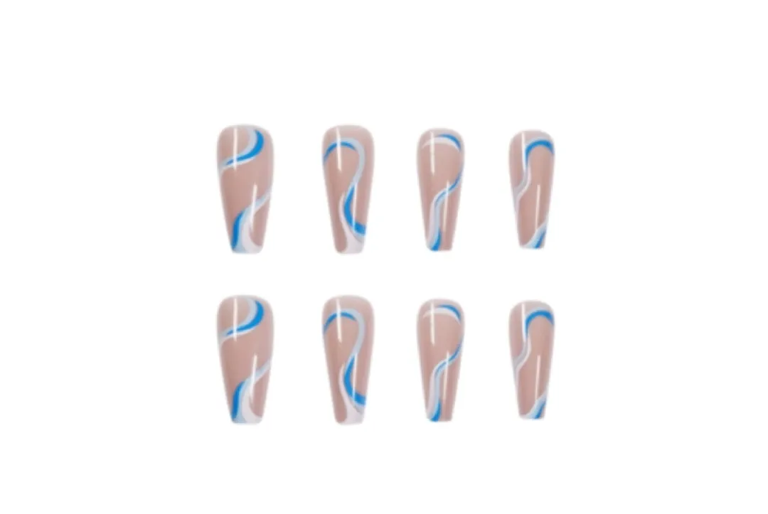 Blue Swirl Press On Nails