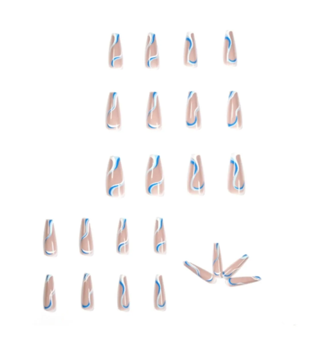 Blue Swirl Press On Nails
