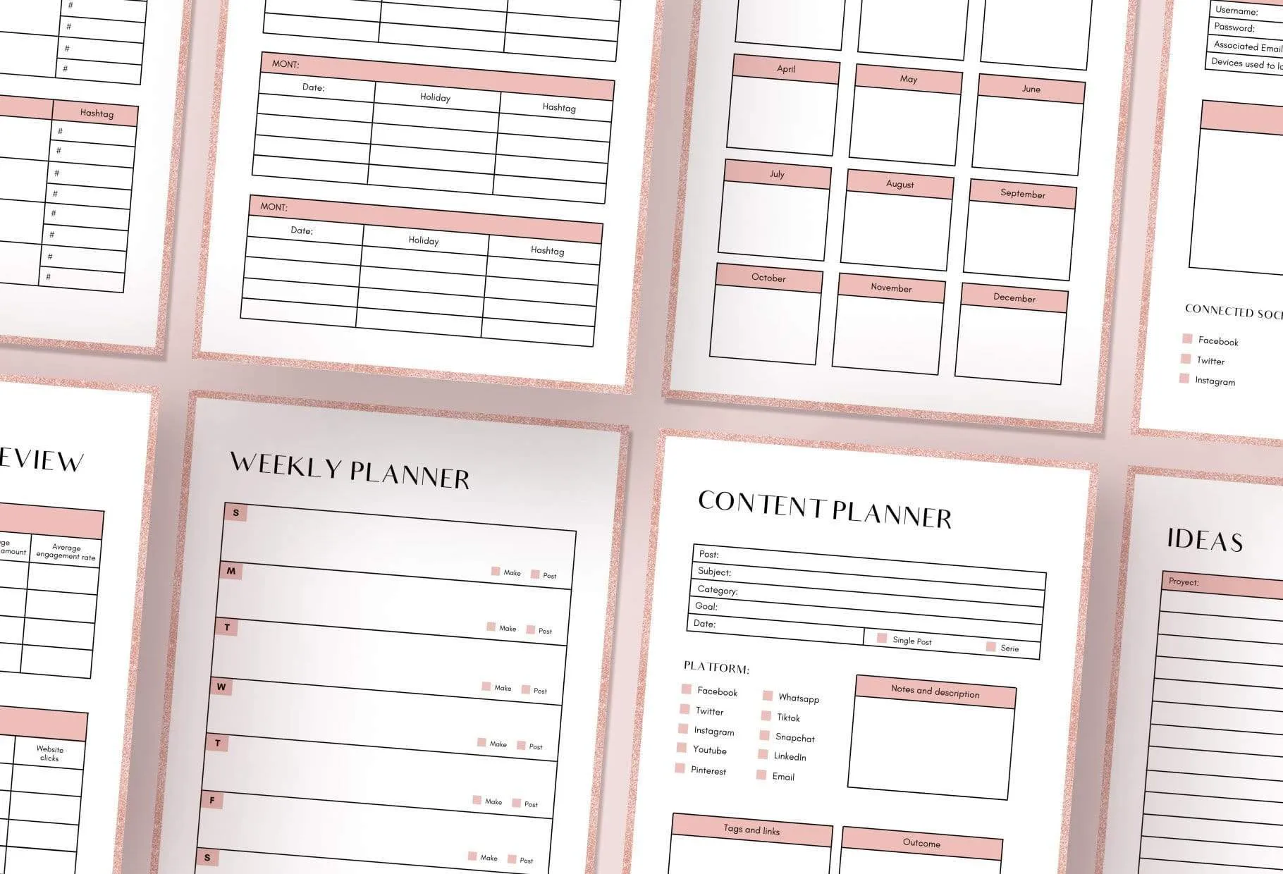Brand and Social Media Printable and Editable Canva Planner Template
