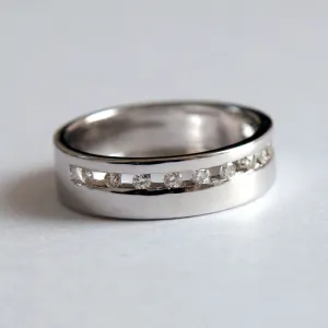Broad Channel Set Diamond Wedding Band For Men
