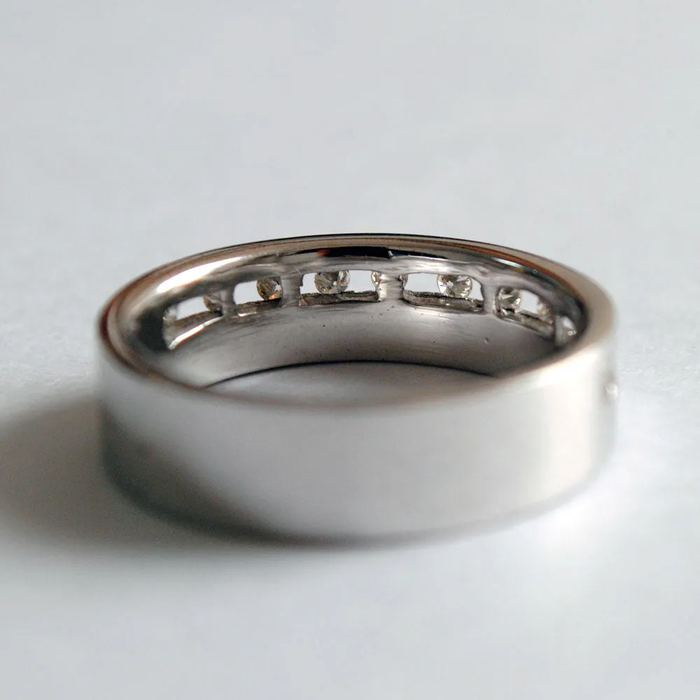 Broad Channel Set Diamond Wedding Band For Men