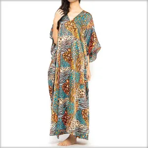Brown Long Printed Kaftan