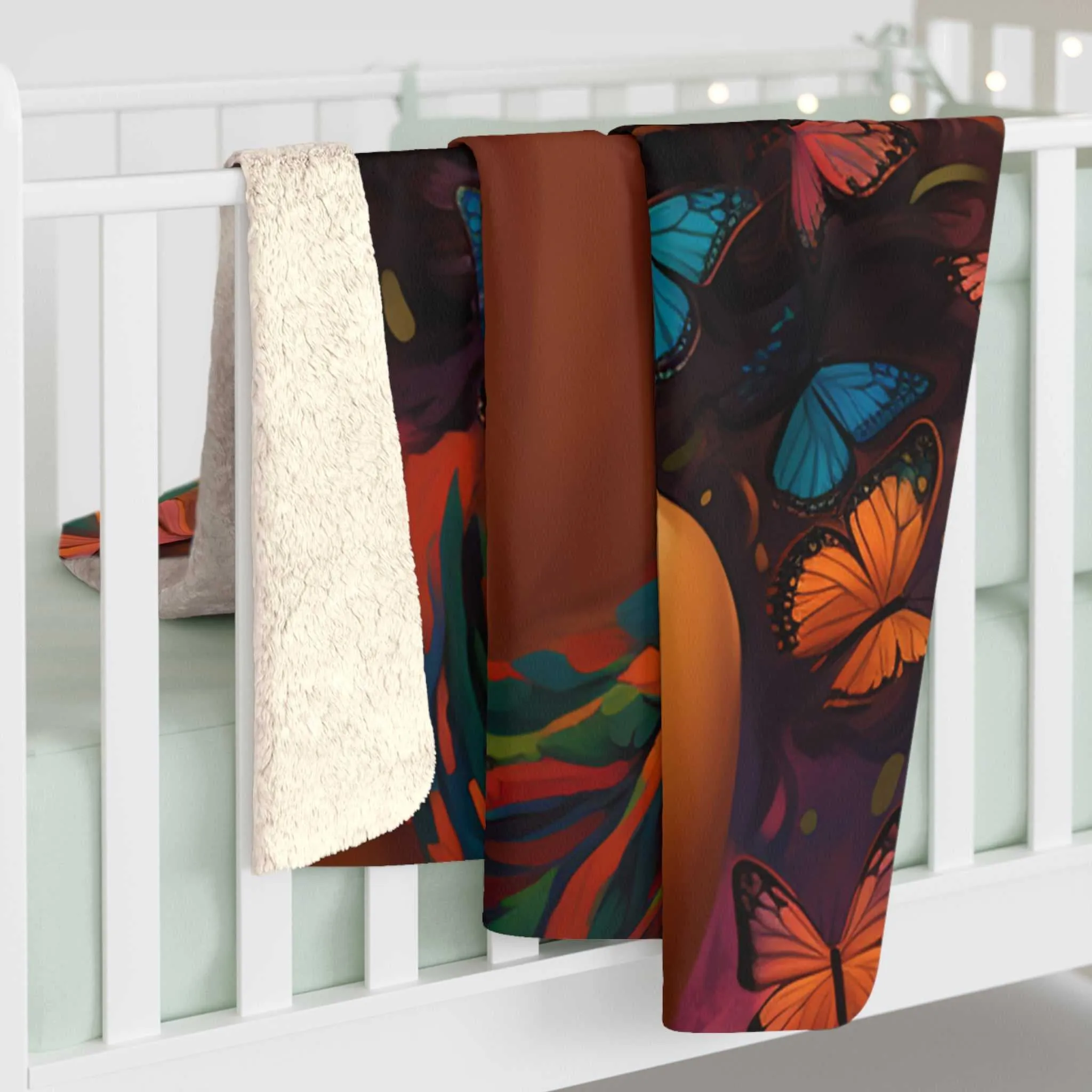 Butterfly Woman Sherpa Fleece Blanket