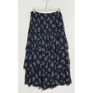 Carole Little Skirt Womens 10 Black Paisley Tiered Full Layered Vintage Y2K