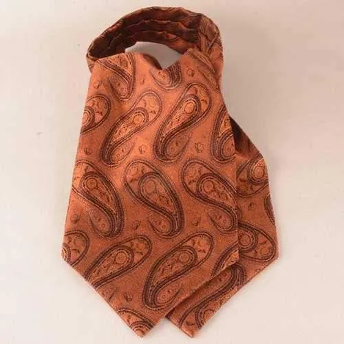 Cashew Floral Pattern Pocket Square Cravat Tie Set - Brown