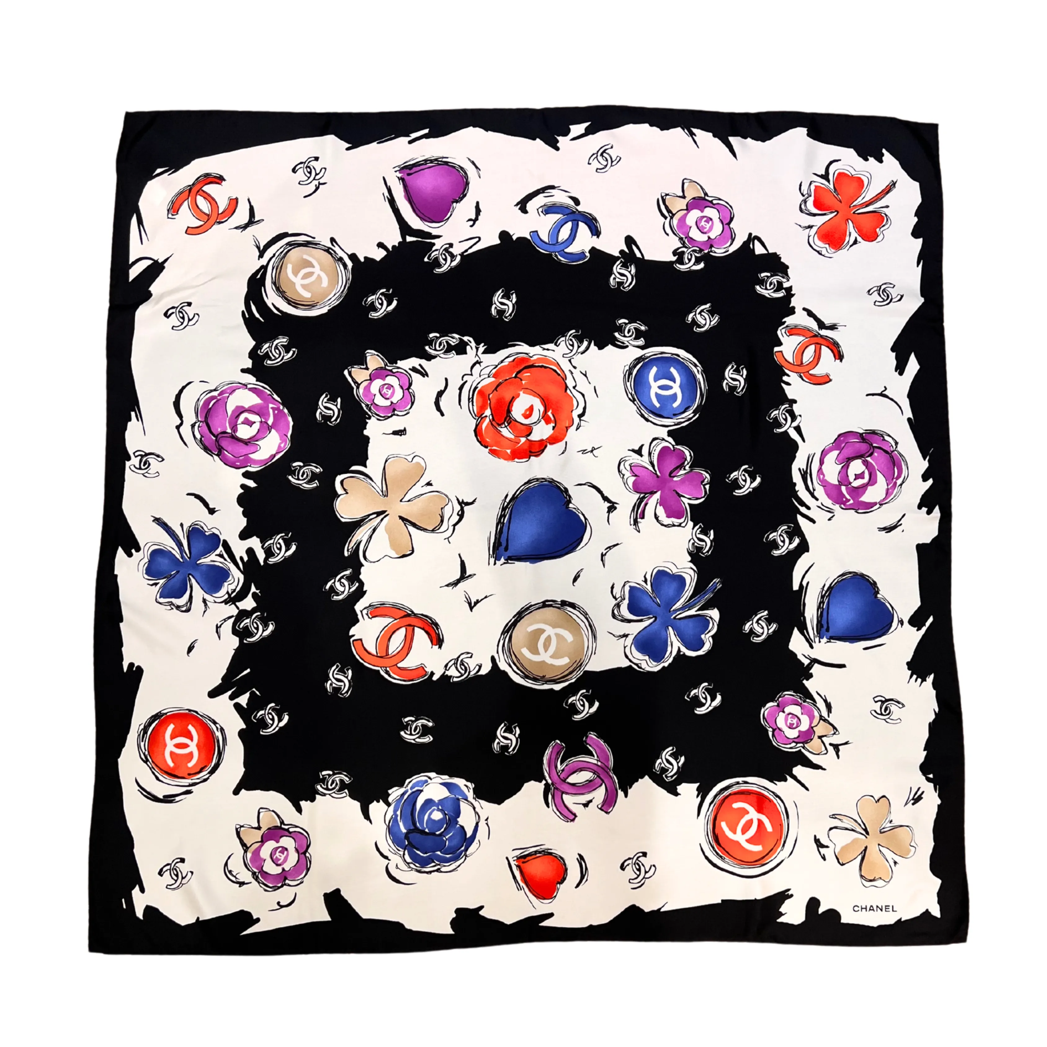 Chanel Silk Clover Scarf
