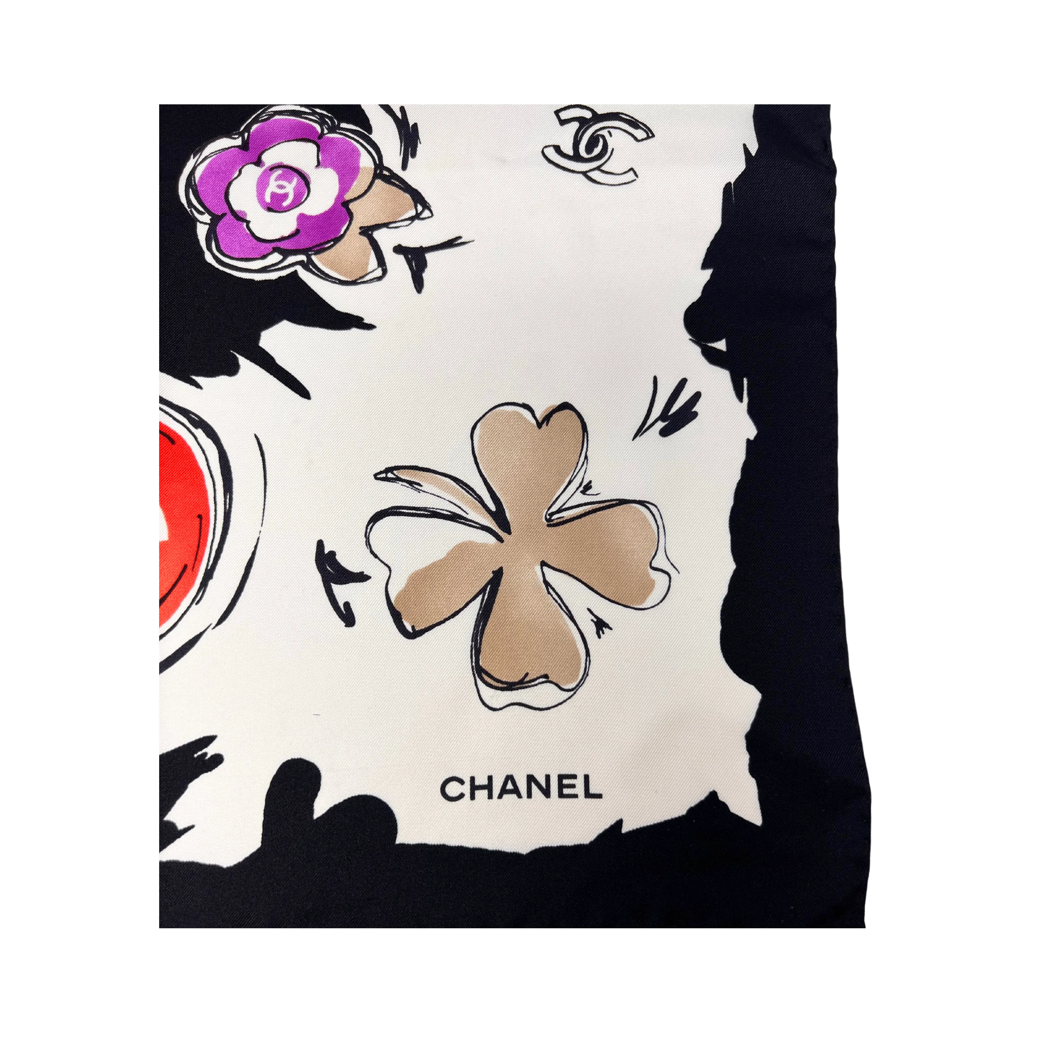 Chanel Silk Clover Scarf