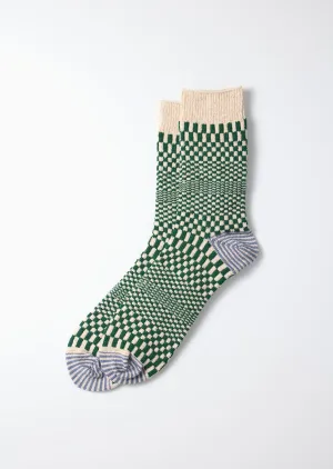 Check and Step Socks - Green
