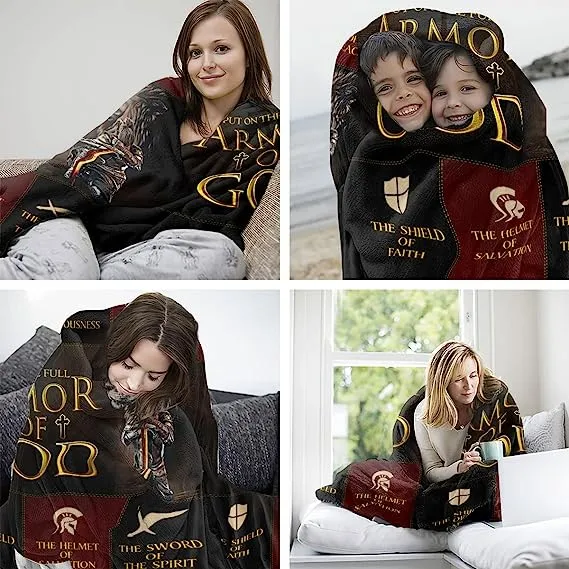 Christianart Blanket, Put On The Full Armor Of God, Christian Blanket, Bible Verse Blanket, Christmas Gift.