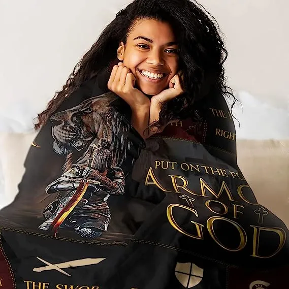 Christianart Blanket, Put On The Full Armor Of God, Christian Blanket, Bible Verse Blanket, Christmas Gift.